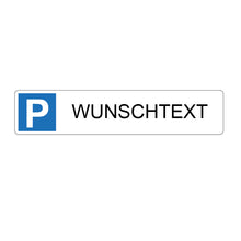 Laden Sie das Bild in den Galerie-Viewer, WUNSCHTEXT - Kennzeichen Parkplatz - zweizeilig - 52 x 11 cm - 4 mm Alu Verbundmaterial