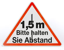 Laden Sie das Bild in den Galerie-Viewer, Abstand 1,5 m - Dreieck Aufsteller 50 x 40 cm - freistehend aufstellbar– Alu Verbundplatte 4 mm