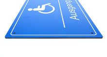 Laden Sie das Bild in den Galerie-Viewer, Behinderten Ausgang - Schild - Querformat - blau - 4 mm Alu Verbundplatte