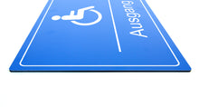 Laden Sie das Bild in den Galerie-Viewer, Behinderten Ausgang - Schild - Querformat - blau - 4 mm Alu Verbundplatte
