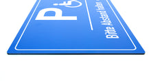 Laden Sie das Bild in den Galerie-Viewer, Behinderten Parkplatz - Abstand halten - Schild - Querformat - blau - 4 mm Alu Verbundplatte