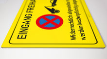 Laden Sie das Bild in den Galerie-Viewer, Eingang freihalten - Schild - gelb - 4 mm Alu Verbundplatte