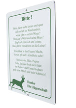 Laden Sie das Bild in den Galerie-Viewer, 10 Stk. Schilder - Jägerschaft - Gedicht Sauberer Wald - 37 x 27 cm - 4 mm Alu Verbund