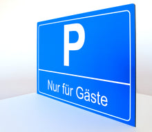 Laden Sie das Bild in den Galerie-Viewer, Nur für Gäste - Schild - Querformat - blau - 4 mm Alu Verbundplatte