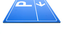 Laden Sie das Bild in den Galerie-Viewer, Parkplatz - Pfeil nach links - Schild - Querformat - blau - 4 mm Alu Verbundplatte