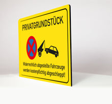 Laden Sie das Bild in den Galerie-Viewer, Privatgrundstück - Schild - gelb - 4 mm Alu Verbundplatte