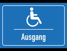 Laden Sie das Bild in den Galerie-Viewer, Hinweisschild Behinderten Ausgang