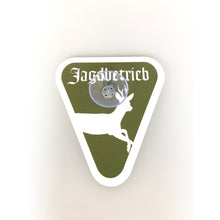 Laden Sie das Bild in den Galerie-Viewer, Schild -  4 Motive - Jagdbetrieb mit Saugnapf - Autoschild für KFZ Heckscheibe