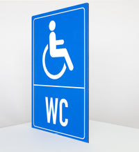 Laden Sie das Bild in den Galerie-Viewer, Behinderten WC - Schild - Hochformat - blau - 4 mm Alu Verbundplatte