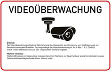 Laden Sie das Bild in den Galerie-Viewer, Videoüberwachung - Schild - Text nach DSGVO und Ihr Text– 4 mm Alu Verbundplatte