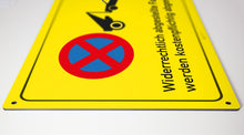 Laden Sie das Bild in den Galerie-Viewer, Parken verboten - Schild - gelb - 4 mm starke Alu Verbundplatte